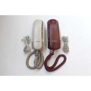2 Vintage Sony Telephones IT-B5 Landline Beige and Maroon Wall Mount or Desktop